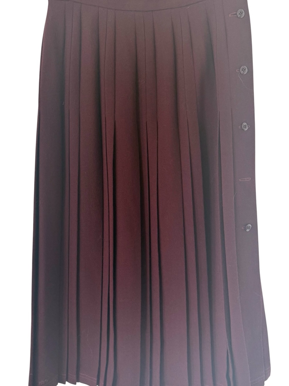 Jaeger New Burgundy Pleated Midi Skirt US 8 Preppy Lauren Style - Picture 2 of 9